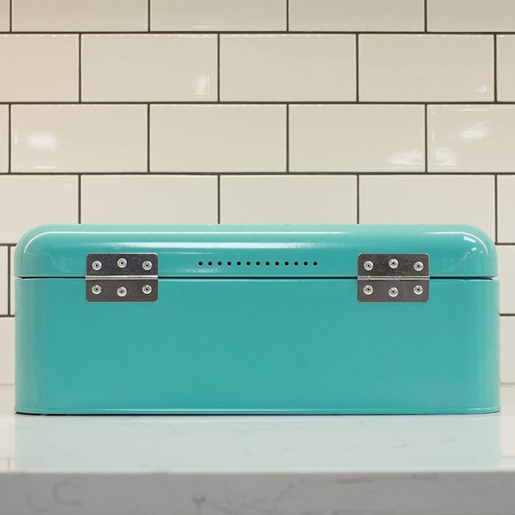 New Turquoise Blue Ivory Large Bread Bin - Picture 4 of 7